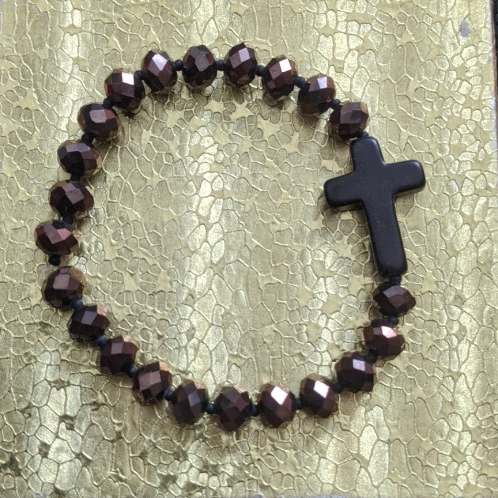 Black Bronze Crystal Cross Bracelet